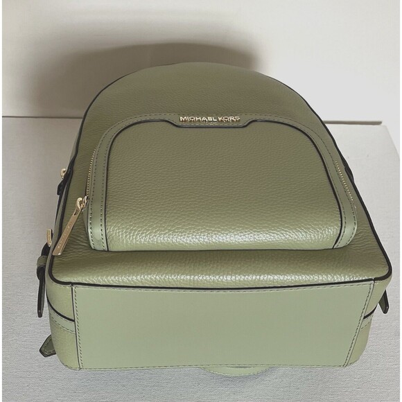 New Michael Kors Jaycee Medium Zip Pocket Backpack Leather Light Sage - Picture 5 of 9